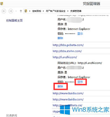 Win8憑據(jù)管理器查看網(wǎng)頁(yè)賬號(hào)密碼的技巧